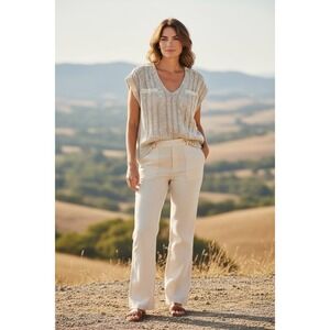 Vintage SML Sport Cable Knit Linen Cotton Sweater Top Button Detail Size M 90's